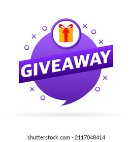 Giveaway logo template for social media post or website banner. Vector illustration