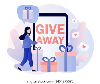 Giveaway marketing concept set. Flat cartoon style. Vector illustration