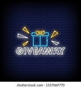 Giveaway Neon Signs Style Text Vector