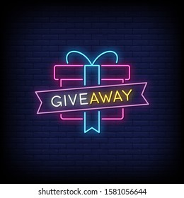 Giveaway Neon Signs Style Text Vector