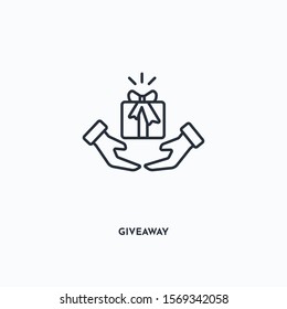 giveaway outline icon. Simple linear element illustration. Isolated line giveaway icon on white background. Thin stroke sign can be used for web, mobile and UI.