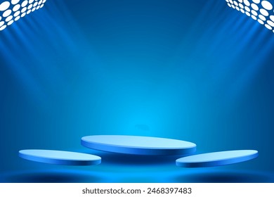 Giveaway podium with lighting, Stage Podium Scene with for Award, Decor element background. Vector illustration