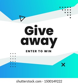 Giveaway poster social media post template with abstract geometric shape background vector illustration