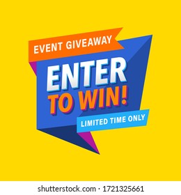 Giveaway poster template design for social media post or website banner. Gift box vector illustration with modern typography text style Giveaway banner for social media contests and special offer.