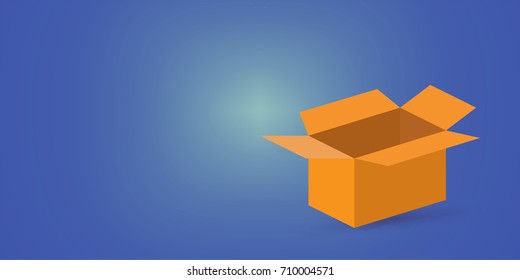 Giveaway promo banner or raffle ticket template or prototype with open box and blue magic background. Could be also used as giveaway card or winner prize ticket vector mockup.