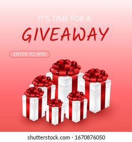 Giveaway for promo in social network, advertizing of giving present. Can use for, landing page, template, ui, web, mobile app, poster, banner,