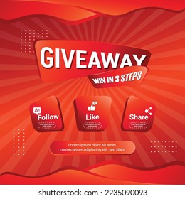 Giveaway quiz contest for social media feed. template giveaway prize win competition follow the steps below