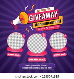 Giveaway quiz contest for social media feed. template giveaway prize win competition follow the steps below