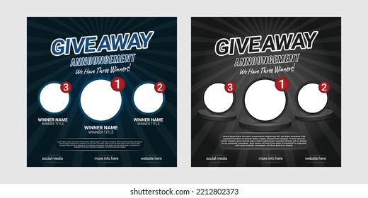 Giveaway quize contest for social media feed. template giveaway prize win competition follow the steps below