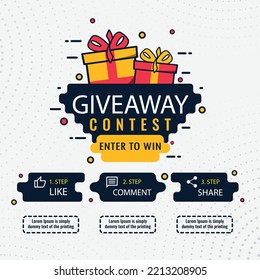 Giveaway quize contest for social media feed. template giveaway prize win competition follow the steps below