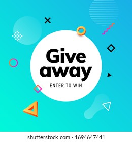 Giveaway Raffle Day Poster Design. Give Away Contest Prize Flyer Announcement Concept.