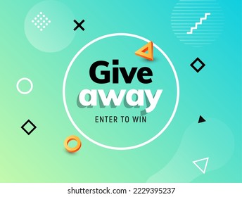 Giveaway raffle day poster design. Give away contest prize flyer announcement concept.