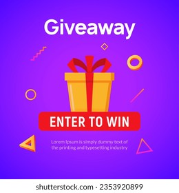 Giveaway raffle day poster design. Give away contest prize flyer announcement concept