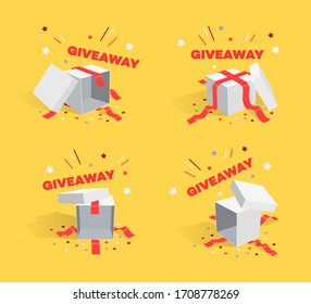 Giveaway sale symbols, Special promotion symbols with opened gift boxes. Easy to use for your advertisement.