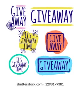 Giveaway Set of banner concept for web, gift card and postcard calligraphy. Template for Greetings, Congratulations, Housewarming posters, Invitations, Photo overlays. Vector illustration.