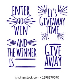 Giveaway Set of banner concept for web, gift card and postcard calligraphy. Template for Greetings, Congratulations, Housewarming posters, Invitations, Photo overlays. Vector illustration.