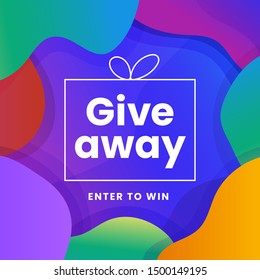 Giveaway simple poster template design for social media post with colorful abstract liquid background vector illustration