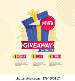 Giveaway social media contest vector template.