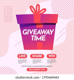 Giveaway Social Media Contest Vector Template.