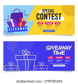 Giveaway Social Media Contest Vector Template.