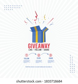 Giveaway social media contest vector template.