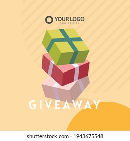 Giveaway social media contest vector template.