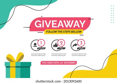 Giveaway Social Media Contest Vector Template.