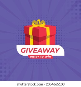 Giveaway social media contest vector template. Enter to win. Like and share.