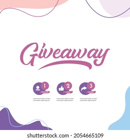 Giveaway Social Media Contest Vector Template. Enter To Win. Like And Share.