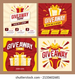 Giveaway Social Media Posts Set vector