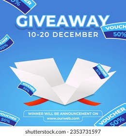 Giveaway social media template with text effect