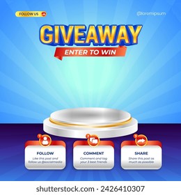 Giveaway steps for social media contest design concept