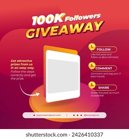 Giveaway steps for social media contest design concept