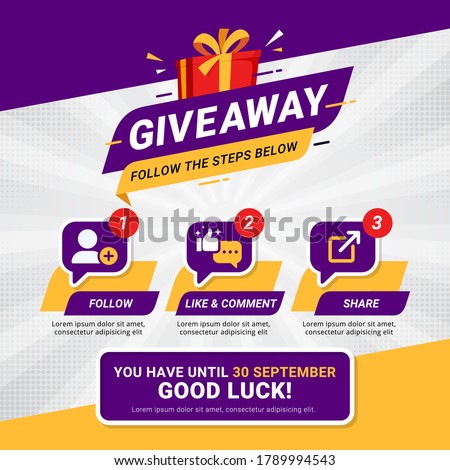 Giveaway steps for social media contest design concept [[stock_photo]] © 