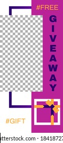 Giveaway story. Abstract geometrical social media story template. Banner give away gift, modern story promotion, vector illustration