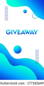 Giveaway-Vorlage. Vektorblaue, vertikale Vorlage für die Werbung für Social-Media-Geschichten