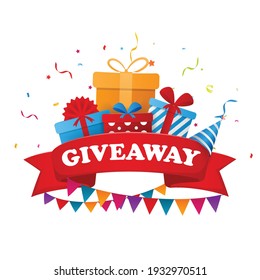 Giveaway text above with confetti explosion inside on colorful background