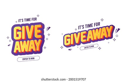 Giveaway text banner collections vector illustration