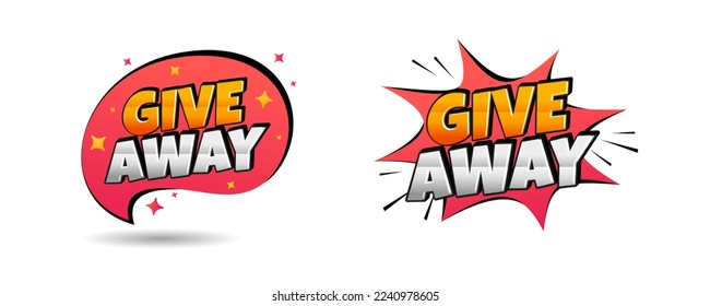 Giveaway text design. Giveaway text style effect. Giveaway sticker design
