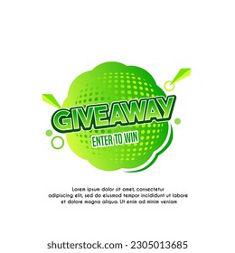 giveaway time. Abstrak shape and halftone with text giveaway. White background. Banner vector illustration