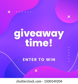 giveaway time modern trendy background for social media poster template design. abstract fluid geometric shape element with memphis decoration vector illustration.