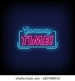 Giveaway Time Neon Signs Style Text Vector