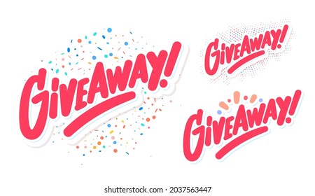 Giveaway. Vector handwritten lettering set.