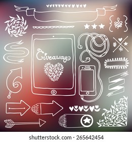 Giveaway vintage elements set with tablet smartphone.