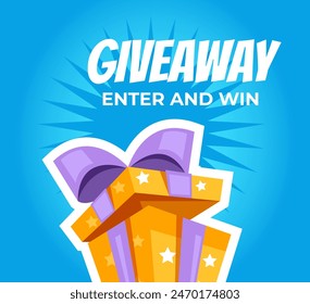 Giveaway win gift box prize winner competition isolated concept. Vector graphic design illustration