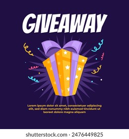 Giveaway win winner box competition concept. Vector flat graphic design illustration
