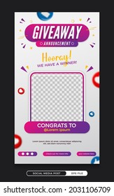 Giveaway winner announcement social media story post template - Shutterstock ID 2031106709