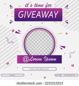 Giveaway winner announcement social media post template. Vector illustration