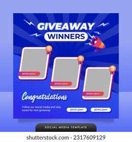 Giveaway winner announcement social media post banner template