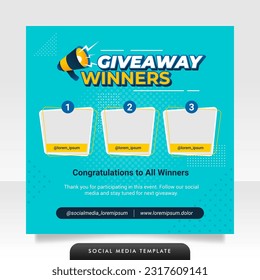 Giveaway winner announcement social media post banner template